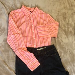 EUC J.CREW Pink Striped - Slim Fit Button Down